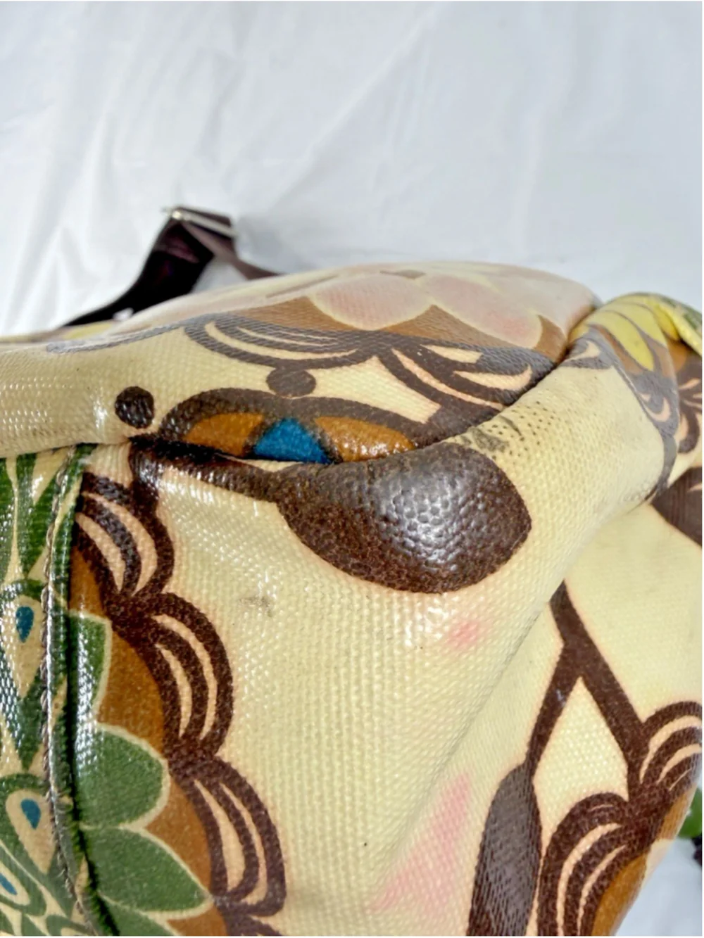 Vtg Fossil Key Per Messenger Bag laptop Coated Canvas Y2K 90s